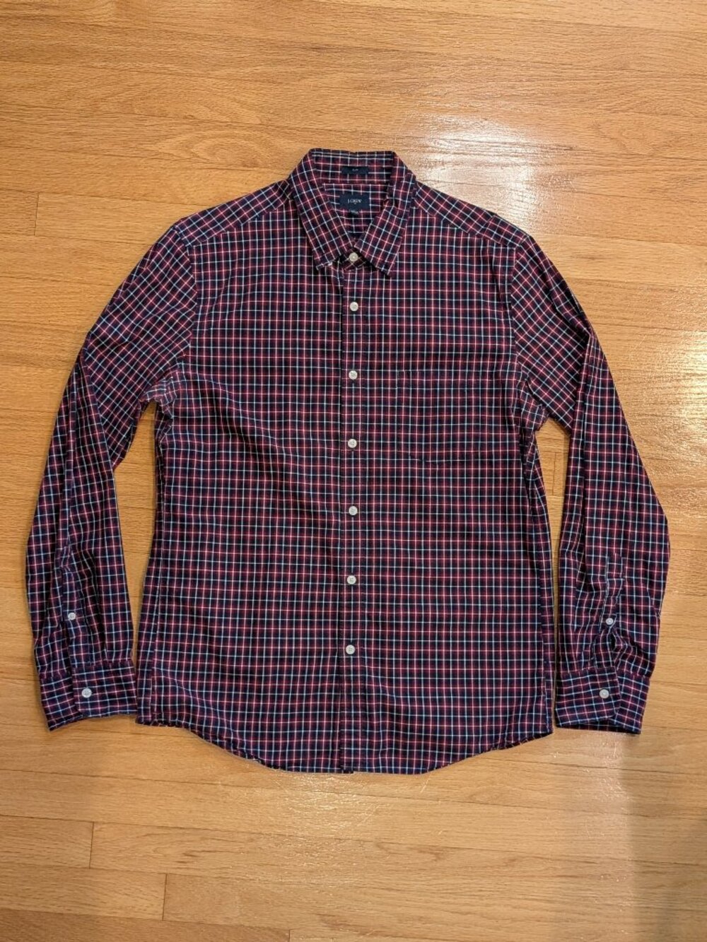 JCrew 100% Cotton Red and Blue Slim Fit Button Down Shirt